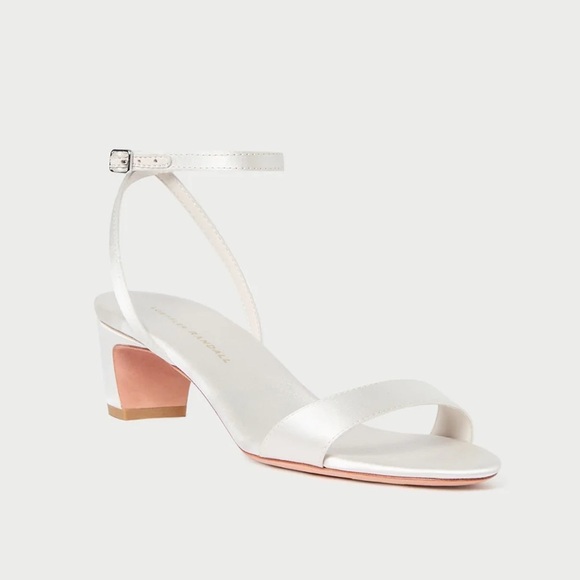 Loeffler Randall Alice Cream Satin Sandal Size 6 New in Box 2” Heel Wedding Gala - Picture 2 of 12